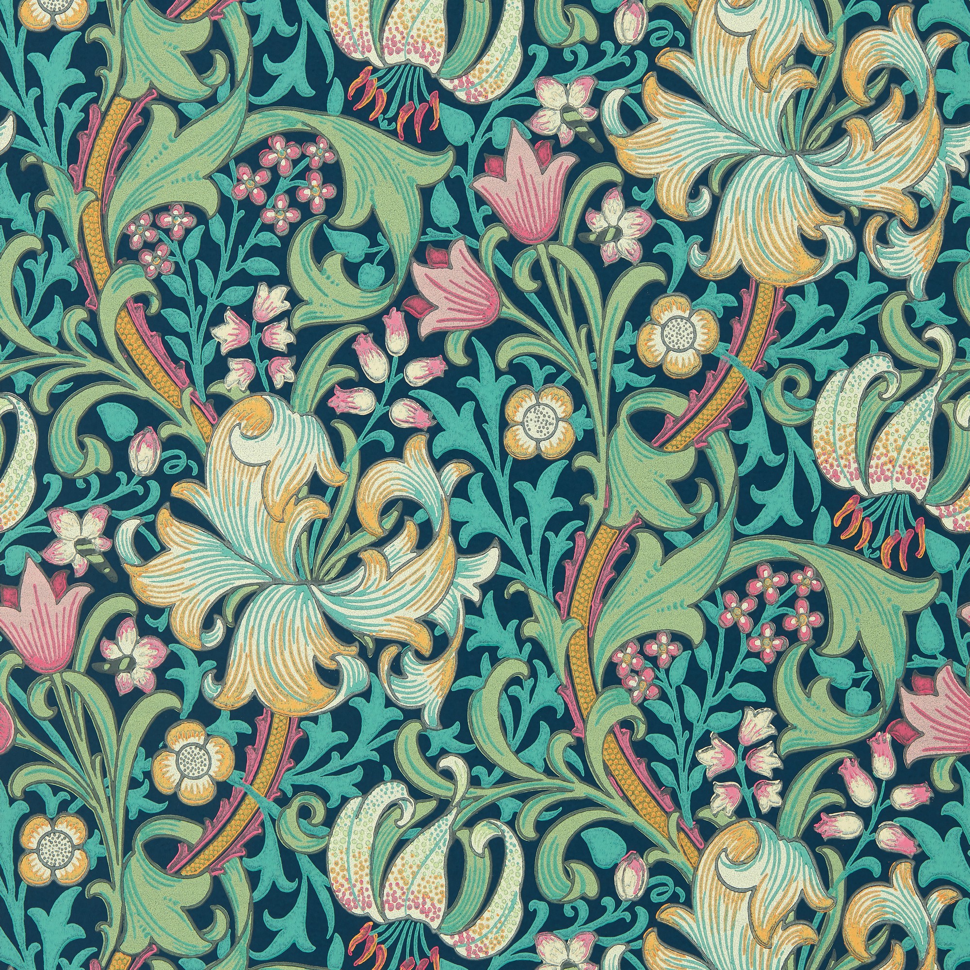 Golden Lily Wallpaper 510007 By Morris Co In Galactic Ink